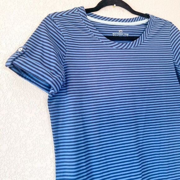 Southern Tide Blue Abigail Striped Short Sleeve T-Shirt Dress Size XS - Picture 4 of 7
